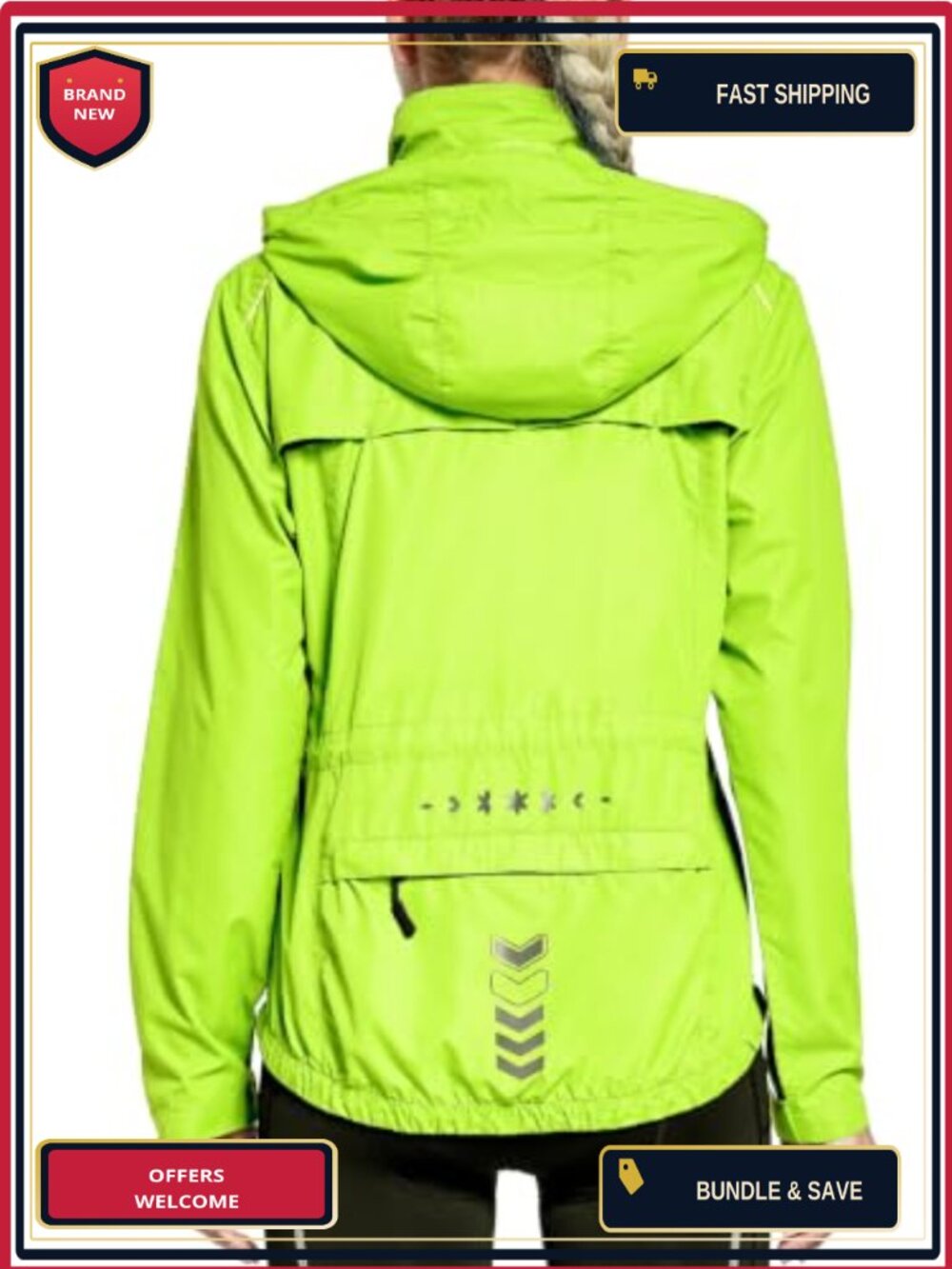 Women's Lightweight Running Cycling Jacket Windbreaker with Hood Reflective